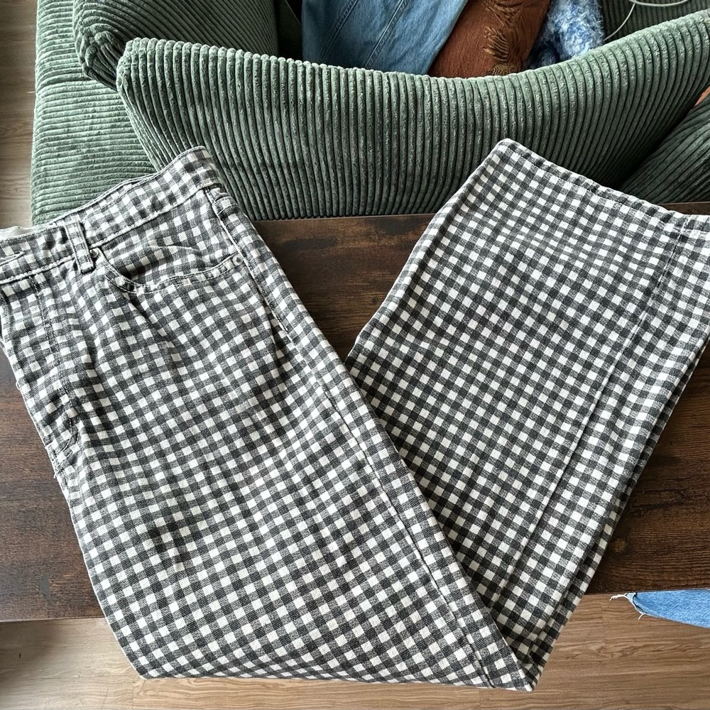 Reformation Wide Leg Checkered Pants